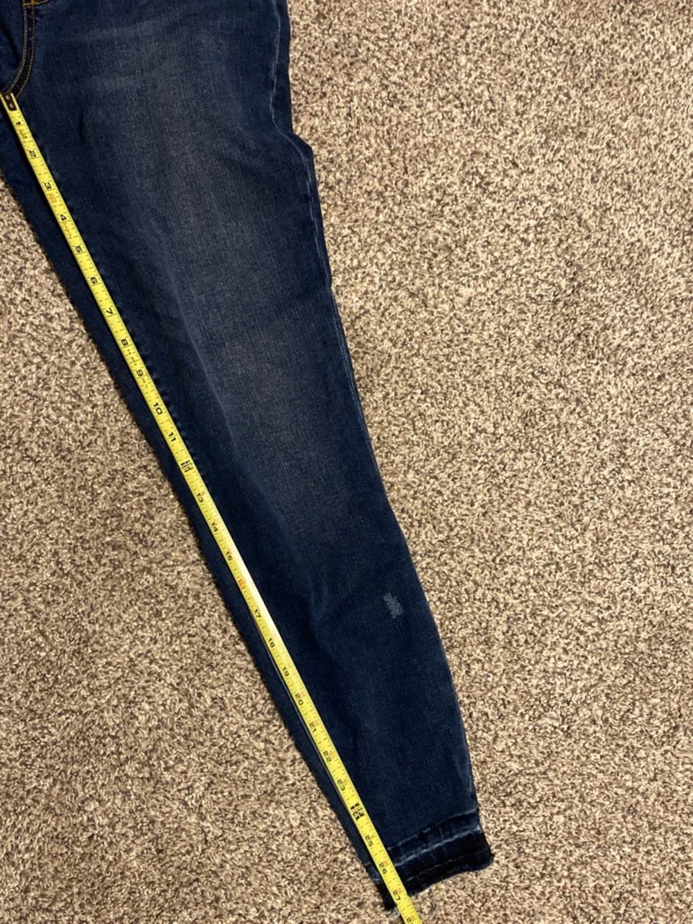 SPANX Dark Blue Jeggings with Subtle Distress - Picture 4 of 5